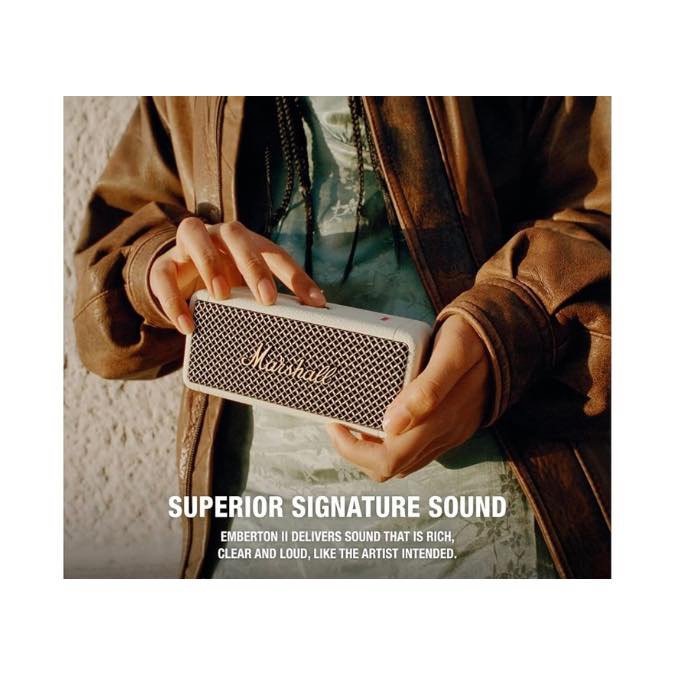 Marshall Emberton 2 - Enceinte Bluetooth Portable, sans Fil, Ip67 Résistant à la Poussière et à l'eau, Plus de 30 Heures de Lecture, Charge Rapide - Creme – Image 2