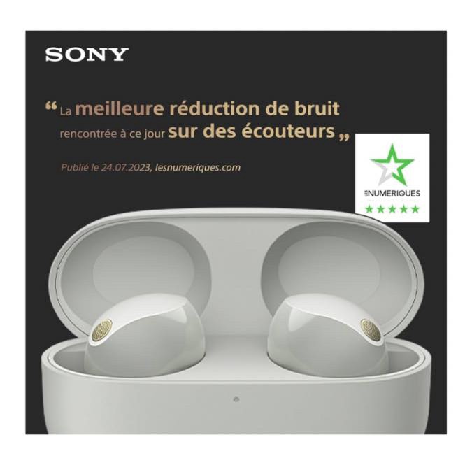 Sony WF-1000XM5 écouteurs sans Fil à réduction de Bruit, Bluetooth, Intra-Auriculaires avec Micro, 36 Heures d'autonomie, Charge Rapide, IPX4, Compatible iOS et Android - Argent – Image 3