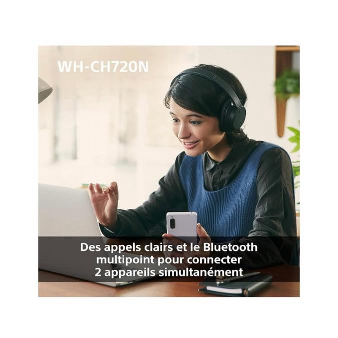 Sony WH-CH720N - Casque Bluetooth sans Fil à réduction de Bruit - Micro intégré - jusqu'à 35 Heures d'autonomie et Charge Rapide - Bleu – Image 4