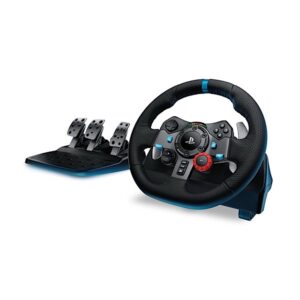 Logitech G29 Driving - Volant de Course en Cuir avec Pédales, Retour de Force Réaliste, Palettes Volant en Acier Inoxydable, Rotation à 900°, PS5, PS4, PC, Mac - Noir