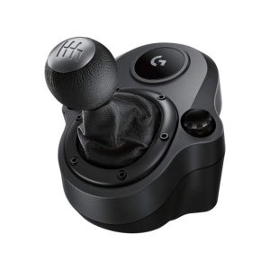 Logitech G Driving Force Levier de Vitesse pour Volant de Course G29, G920 et G923, 6 Vitesses, Enclenchement de la Marche Arrière par Pression, Conception Acier et Cuir - Noir