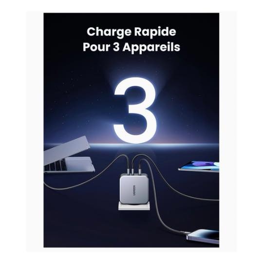 UGREEN Nexode 140W PD 3.1 Chargeur USB C Rapide 3 Ports, 240W Câble USB C Inclus
- UGREEN CD289 90549 – Image 5