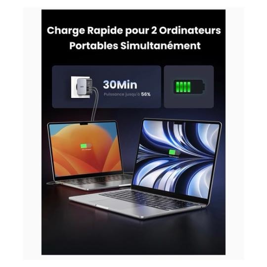 UGREEN Nexode 140W PD 3.1 Chargeur USB C Rapide 3 Ports, 240W Câble USB C Inclus
- UGREEN CD289 90549 – Image 7