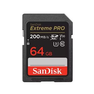Carte Mémoire SDXC SanDisk 64 GO Extreme PRO avec vitesse allant jusqu'à 200 Mo/s, Classe 10, U3, V30