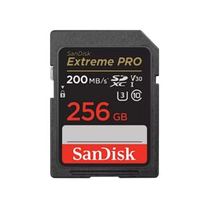 Carte Mémoire SDXC SanDisk 256 GO Extreme PRO + Rescue Pro Deluxe avec vitesse allant jusqu'à 200 Mo/s, UHS-I, Classe 10, U3, V30
