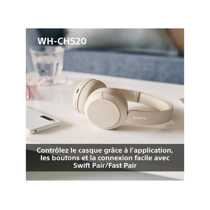 Sony WH-CH520 - Casque Bluetooth sans Fil, Multipoint, Micro intégré - jusqu'à 50 Heures d'autonomie et Charge Rapide - Noir – Image 6
