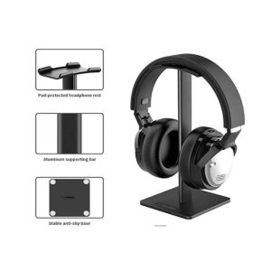 New bee Support pour Casque Gaming avec barre de support en aluminium Appui-tête flexible Base solide en ABS pour toutes les tailles de casque (Noir)