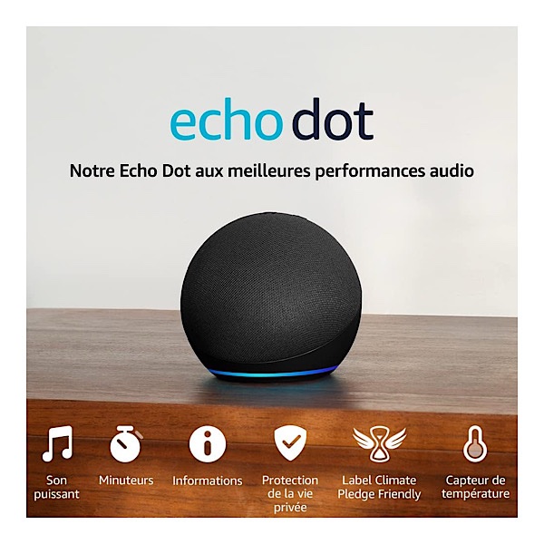Amazon Echo Dot 5e génération - Enceinte connectée avec Alexa modèle 2022 - Anthracite – Image 2
