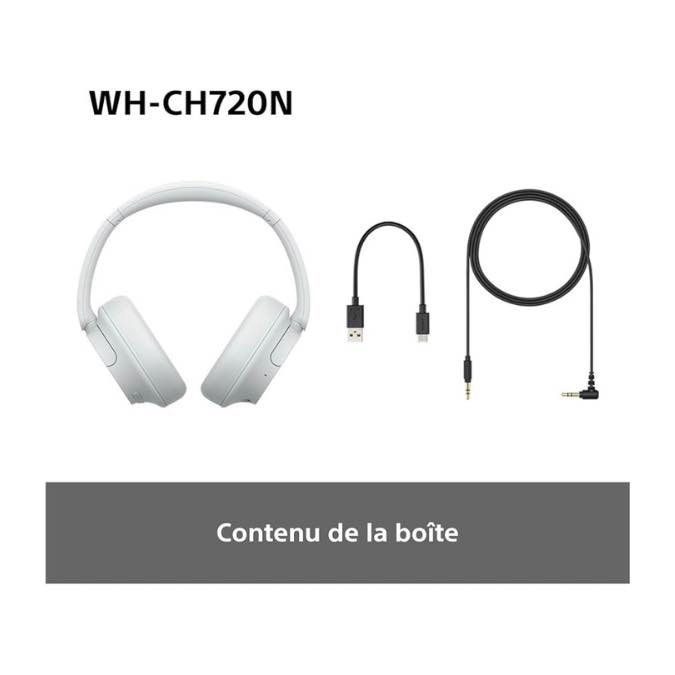 Sony WH-CH720N - Casque Bluetooth sans Fil à réduction de Bruit - Micro intégré - jusqu'à 35 Heures d'autonomie et Charge Rapide - Blanc – Image 10