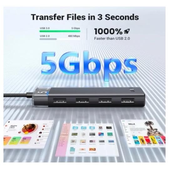 HUB USB 3.0 Adaptateur avec 4 Ports 5Gbps adaptateur répartiteur Multiple pour Macbook iPad Pro Air ordinateur portable PC accessoires informatiques Dock station UGREEN CM653 15548 – Image 2