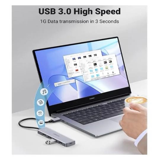 Hub USB 4 Ports USB 3.0 - Adaptateur Ultra Slim Data Hub Répartiteur USB 3.0 Aluminium Multiple USB Extension Dock Compatible pour MacBook, Mac Pro Mini, iMac, Surface Pro, XPS, PS5, PC, clé USB, disque dur mobile UGREEN CM219 70336 – Image 2