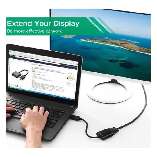 Adaptateur Displayport vers VGA Convertisseur DP Mâle vers VGA Femelle Noir - UGREEN DP109 20415 – Image 4