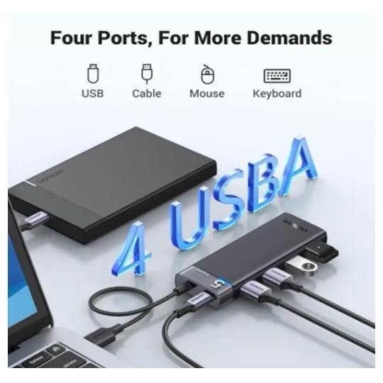 HUB USB 3.0 Adaptateur avec 4 Ports 5Gbps adaptateur répartiteur Multiple pour Macbook iPad Pro Air ordinateur portable PC accessoires informatiques Dock station UGREEN CM653 15548 – Image 4