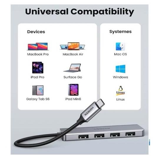 Hub USB 4 Ports USB 3.0 - Adaptateur Ultra Slim Data Hub Répartiteur USB 3.0 Aluminium Multiple USB Extension Dock Compatible pour MacBook, Mac Pro Mini, iMac, Surface Pro, XPS, PS5, PC, clé USB, disque dur mobile UGREEN CM219 70336 – Image 5