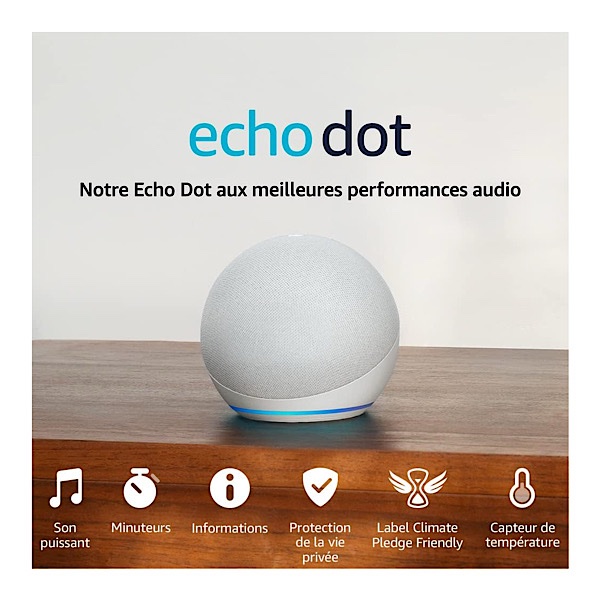 Amazon Echo Dot 5e génération - Enceinte connectée avec Alexa modèle 2022 - Blanc – Image 2