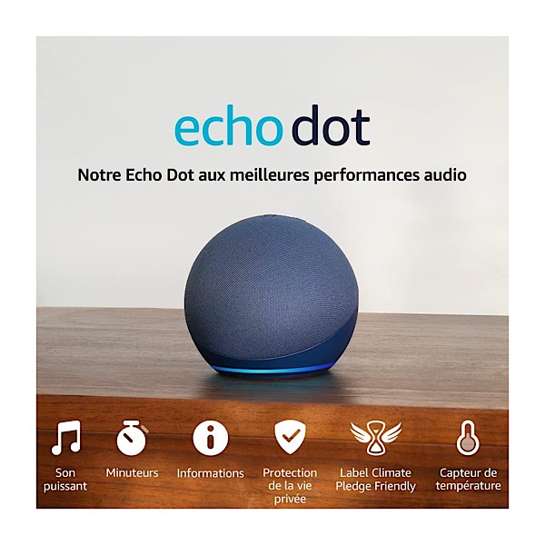 Amazon Echo Dot 5e génération - Enceinte connectée avec Alexa modèle 2022 - Bleu – Image 2