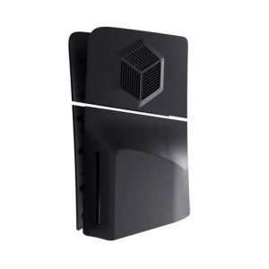 Coque PS5 Slim, plaques frontales PS5 Slim avec évent de refroidissement compatibles avec la console PlayStation 5 Slim Disc Edition, plaques de protection de remplacement séparées antichoc en ABS dur pour PS5 Slim (Noir)