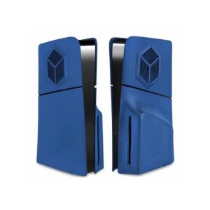 Coque PS5 Slim, plaques frontales PS5 Slim avec évent de refroidissement compatibles avec la console PlayStation 5 Slim Disc Edition, plaques de protection de remplacement séparées antichoc en ABS dur pour PS5 Slim (Bleu)