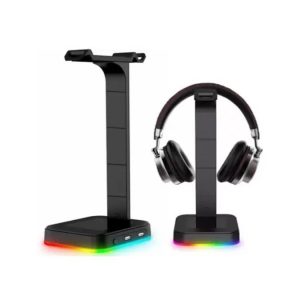 RGB Support pour casque avec 2 ports de charge USB, support pour casque de jeu de bureau