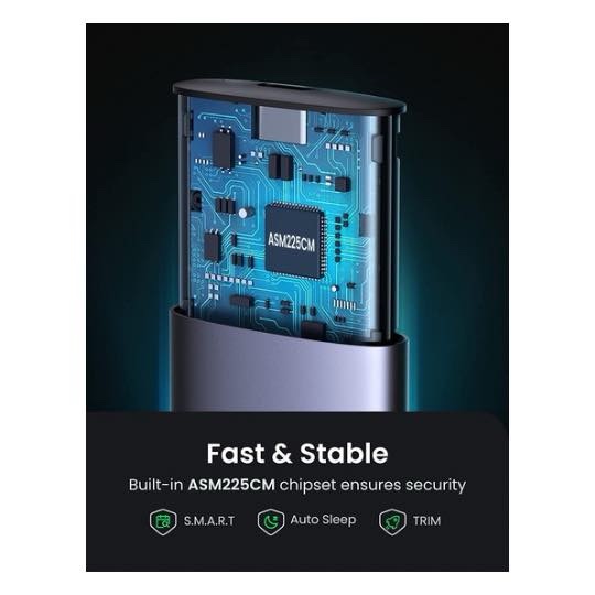 Boîtier SSD SATA M.2, USB 3.1 Gen 2 vers M2 NGFF vers M.2 M+B/B-Key Caddy 2280/2260/2242/2230 Lecteur de disque externe Thunderbolt 3 compatible avec WD Blue 3D/GREEN, Samsung 860 EVO , Crucial - Gris UGREEN CM400 10903 – Image 4