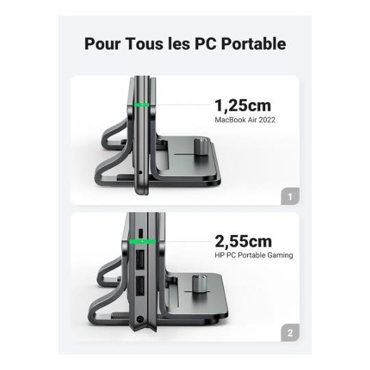 UGREEN Support Ordinateur Vertical en Aluminium Laptop pour Portable Bureau Réglable – Image 4