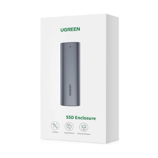 Boîtier SSD SATA M.2, USB 3.1 Gen 2 vers M2 NGFF vers M.2 M+B/B-Key Caddy 2280/2260/2242/2230 Lecteur de disque externe Thunderbolt 3 compatible avec WD Blue 3D/GREEN, Samsung 860 EVO , Crucial - Gris UGREEN CM400 10903 – Image 8