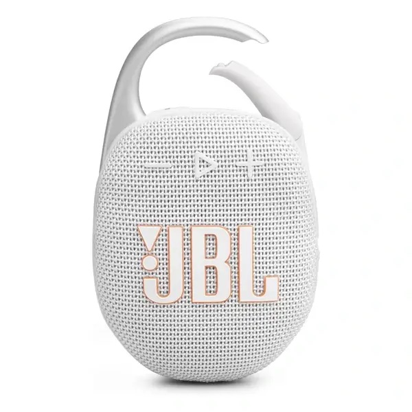 JBL Clip 5 - Enceinte Bluetooth ultra-portable, mousqueton intégré, son JBL Pro, basses percutantes, 12 heures d'autonomie, fonction Playtime Boost, résistante à l'eau et à la poussière IP67, Blanc – Image 2