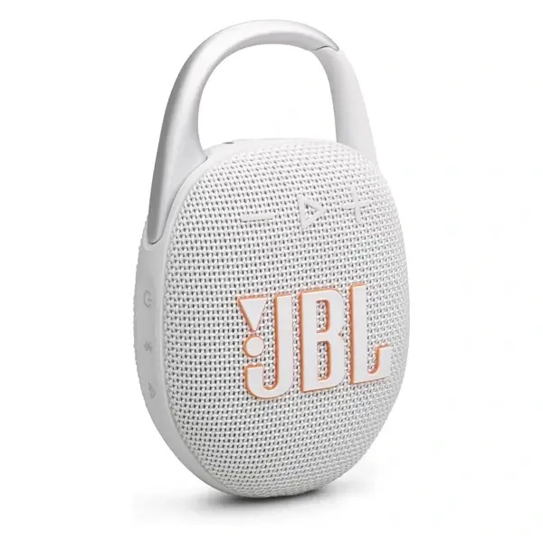 JBL Clip 5 - Enceinte Bluetooth ultra-portable, mousqueton intégré, son JBL Pro, basses percutantes, 12 heures d'autonomie, fonction Playtime Boost, résistante à l'eau et à la poussière IP67, Blanc – Image 3