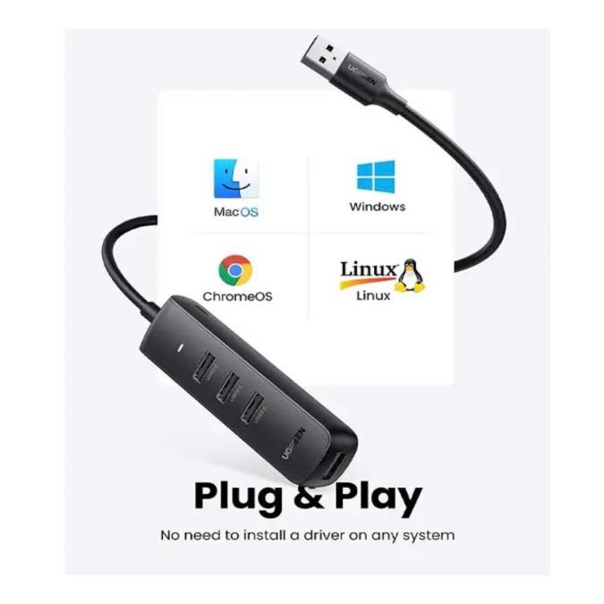 UGREEN Hub USB 3.0, Adaptateur USB 3.0 4 Ports Répartiteur USB 3.0 Hub 5 Gbps Extension de Données Haute Vitesse Compatible pour Surface Pro, MacBook, Mac Mini, iMac, Dell XPS, Samsung Galaxy Tab, Clé USB - Câble de 1 m – Image 3