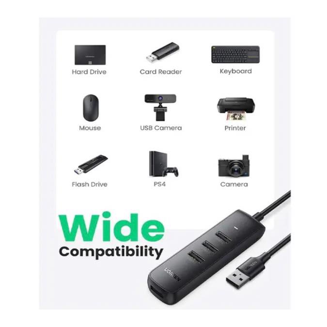 UGREEN Hub USB 3.0, Adaptateur USB 3.0 4 Ports Répartiteur USB 3.0 Hub 5 Gbps Extension de Données Haute Vitesse Compatible pour Surface Pro, MacBook, Mac Mini, iMac, Dell XPS, Samsung Galaxy Tab, Clé USB - Câble de 1 m – Image 4