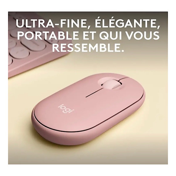 Logitech Pebble Mouse 2 M350s - Souris Bluetooth sans Fil, Portable, légère, Boutons Personnalisables, clics discrets, Easy-Switch Windows/macOS/iPadOS/Android/ChromeOS - Rose – Image 2