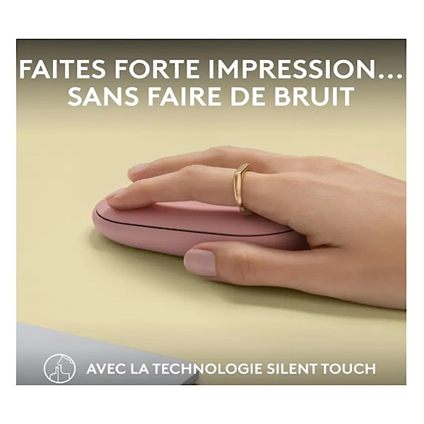 Logitech Pebble Mouse 2 M350s - Souris Bluetooth sans Fil, Portable, légère, Boutons Personnalisables, clics discrets, Easy-Switch Windows/macOS/iPadOS/Android/ChromeOS - Rose – Image 4