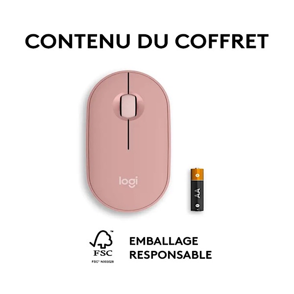 Logitech Pebble Mouse 2 M350s - Souris Bluetooth sans Fil, Portable, légère, Boutons Personnalisables, clics discrets, Easy-Switch Windows/macOS/iPadOS/Android/ChromeOS - Rose – Image 6