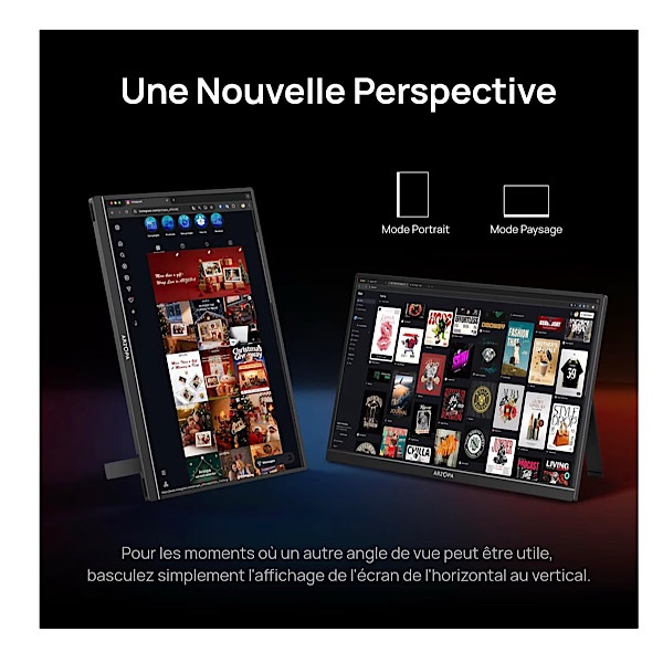 ARZOPA Z1FC - Écran Portable 16,1" 144 Hz avec béquille, 100% sRGB 1920 × 1080P FHD HDR 144 Hz, Ultra Fin-Protection des Yeux-Deuxième écran Externe pour Ordinateur portable/PC/Mac/PS3/4/5/Xbox – Image 3