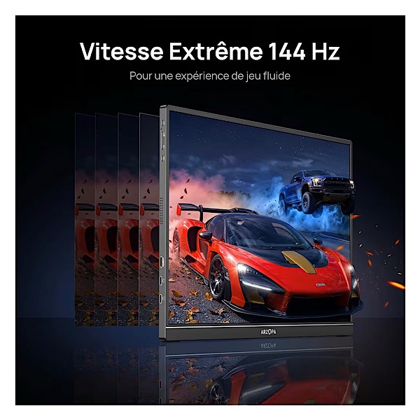 ARZOPA Z1FC - Écran Portable 16,1" 144 Hz avec béquille, 100% sRGB 1920 × 1080P FHD HDR 144 Hz, Ultra Fin-Protection des Yeux-Deuxième écran Externe pour Ordinateur portable/PC/Mac/PS3/4/5/Xbox – Image 4