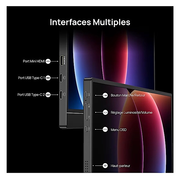 ARZOPA Z1FC - Écran Portable 16,1" 144 Hz avec béquille, 100% sRGB 1920 × 1080P FHD HDR 144 Hz, Ultra Fin-Protection des Yeux-Deuxième écran Externe pour Ordinateur portable/PC/Mac/PS3/4/5/Xbox – Image 7