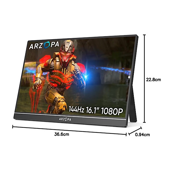 ARZOPA Z1FC - Écran Portable 16,1" 144 Hz avec béquille, 100% sRGB 1920 × 1080P FHD HDR 144 Hz, Ultra Fin-Protection des Yeux-Deuxième écran Externe pour Ordinateur portable/PC/Mac/PS3/4/5/Xbox – Image 9