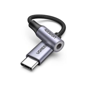 UGREEN Adaptateur USB-C vers 3,5 mm Compatibilité totale Adaptateur audio DAC Adaptateur USB C vers prise casque auxiliaire Dongle Câble audio tressé Compatible avec iPad Pro 2020/2018, Samsung S21+/S20/S20+, etc. - Gris, UGREEN AV161 80154