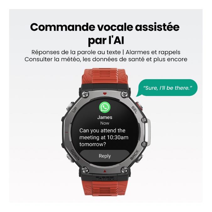 Amazfit T-Rex 3 - Montre connectée Écran AMOLED 1,5″, 3 semaines d’autonomie, Carte de navigation avancée, GPS, IA, Écran tactile – Lava – Image 3