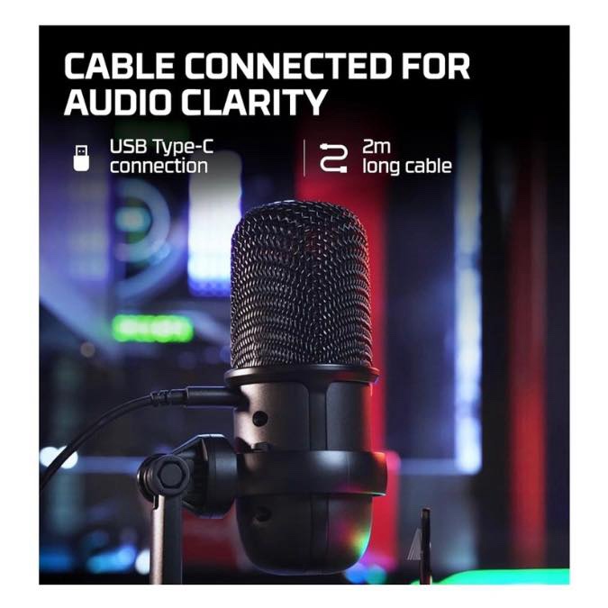 HyperX SoloCast Microphone Pro USB à condensateur, pour PC, PS4 et Mac - Désactivation du Micro par Pression, Diagramme Polaire cardioïde, Gaming, Streaming, Podcasts, Twitch, Youtube, Discord - Noir – Image 3