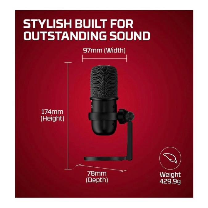 HyperX SoloCast Microphone Pro USB à condensateur, pour PC, PS4 et Mac - Désactivation du Micro par Pression, Diagramme Polaire cardioïde, Gaming, Streaming, Podcasts, Twitch, Youtube, Discord - Noir – Image 8