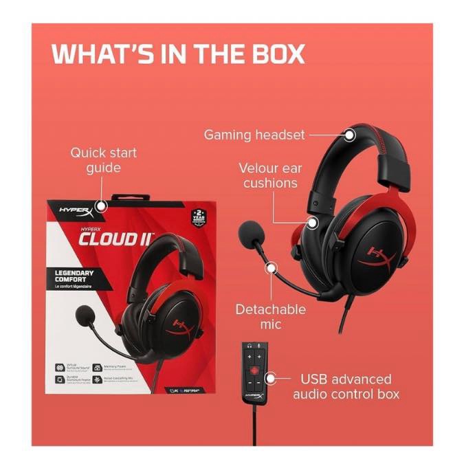 HyperX Cloud II - Casque Gaming avec Micro - Casque Gaming Filaire pour PC/PS4/PS5/Mac - Rouge – Image 7