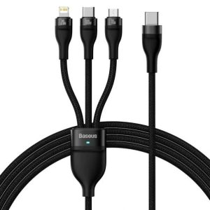 Câble de charge Baseus Type-C vers Micro USB+ Lightning+ Type-C 100W 1,5 m noir