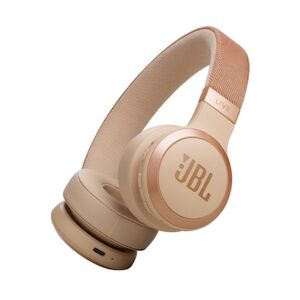 JBL Live 670NC Casque supra-auriculaire, Bluetooth 5.3, connexion multi-source, Réduction de Bruit Adaptative et Smart Ambient, jusqu'à 65 heures d'autonomie, beige