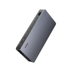 UGREEN Dock Station Hub 9 en 1 - Repartiteur / Switch multi écran - Adaptateur USB-C vers USB-C 3.2 Gen 2 x 1, USB 3.2 Gen x2, HDMI 4K 60hz x2, DisplayPort 4K 60Hz x1, USB-C Charge 100W x1, Resau RJ45 Gigabit x1 - UGREEN CM615 90912