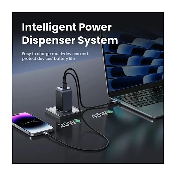 Boitier de charge UGREEN Nexode 65W USB C Charge Rapide (2 Ports USB-C ; 1 port USB-A) – Image 4