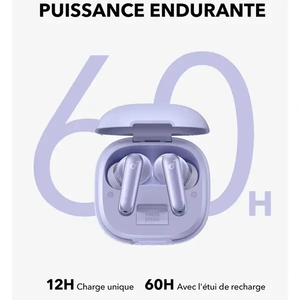 Soundcore P40i par Anker – Ecouteurs sans fil – réduction de bruit – IPX5 – 60H Autonomie – Violet – Image 4