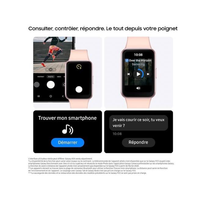 Samsung Galaxy Fit3 - Montre connectée avec écran AMOLED de 40 mm, corps en aluminium, suivi complet de l’activité physique et de la santé, batterie jusqu’à 13 jours, charge rapide, 5 ATM - Rose/Or – Image 5