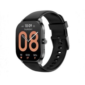 Amazfit Pop 3S Montre intelligente avec écran AMOLED de 5 cm, appel BT, SpO2, autonomie de la batterie de 12 jours, acier inoxydable, assistance vocale AI, 100 modes sportifs - Noir