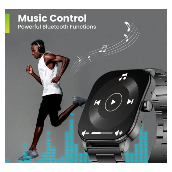 Amazfit Pop 3S Montre intelligente avec écran AMOLED de 5 cm, appel BT, SpO2, autonomie de la batterie de 12 jours, acier inoxydable, assistance vocale AI, 100 modes sportifs - Noir – Image 3